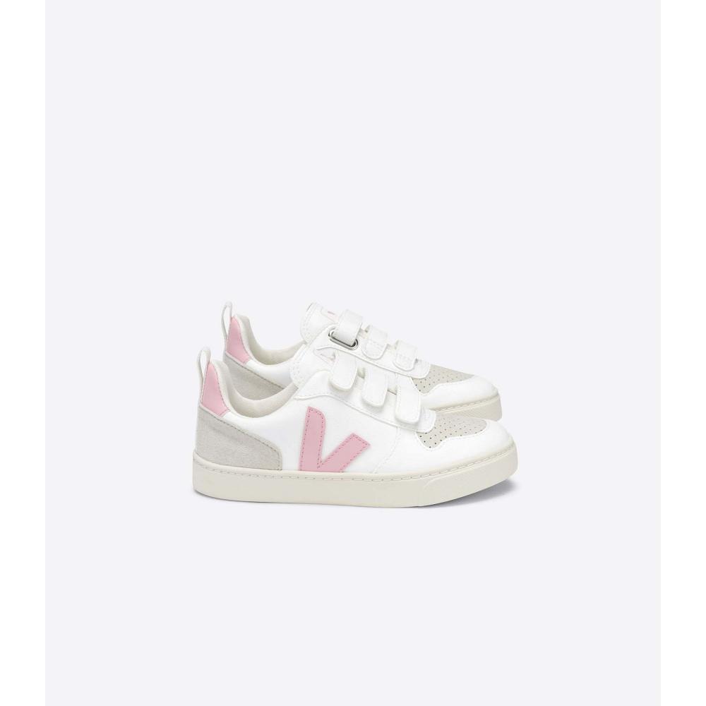 Kids\' Veja V-10 STRAPS CWL Shoes White/Pink | ZA 801KOR